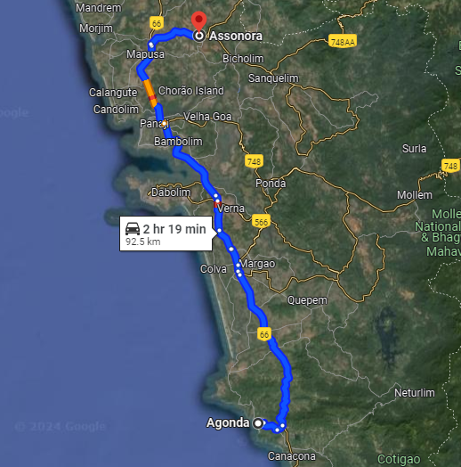 Agonda to Assanora