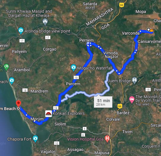 Ashvem to Mopa Route Ashvem to Mopa Route
