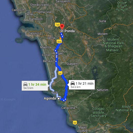 Agonda to Ponda