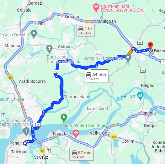 Panjim to Bicholim Panjim to Bicholim