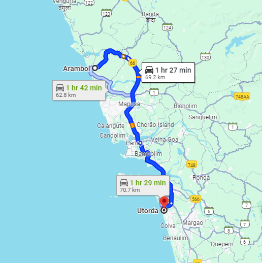 Arambol to Utorda