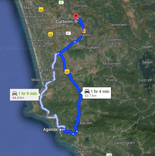 Agonda to Curtorim