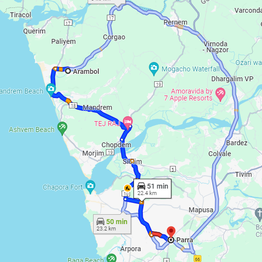 Arambol to Parra Goa