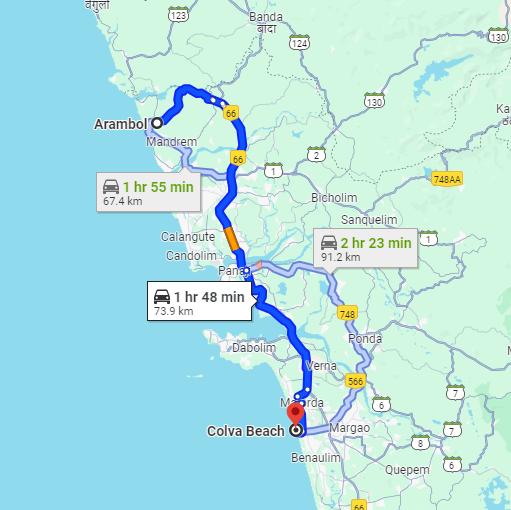 Arambol to Colva Arambol to Colva