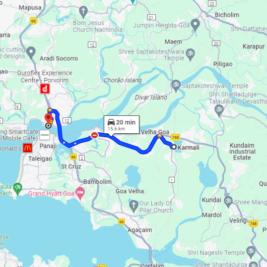 Karmali to Betim Route
