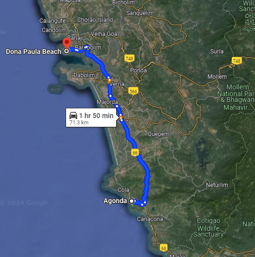 Agonda to Dona Paula Goa Agonda to Dona Paula Goa