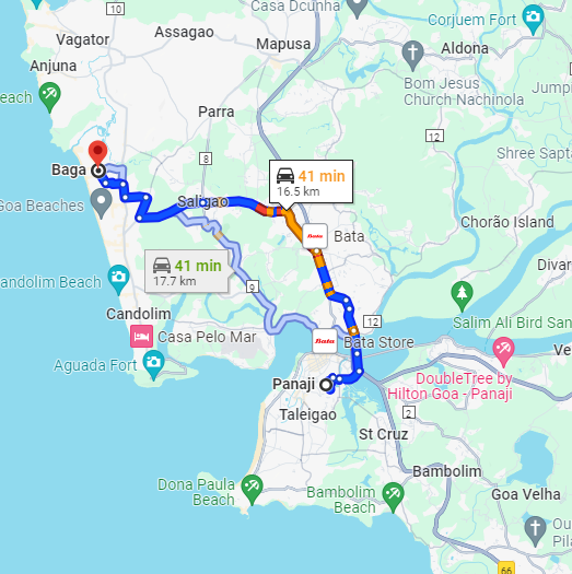 Panjim to Baga Goa