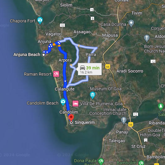 Anjuna to Sinquerim Anjuna to Sinquerim