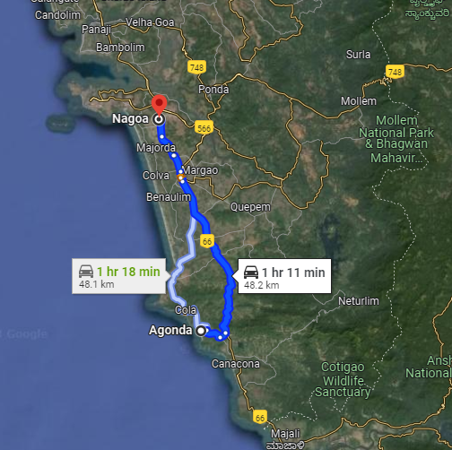 Agonda to Nagoa