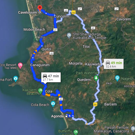 Agonda to Cavelossim Agonda to Cavelossim