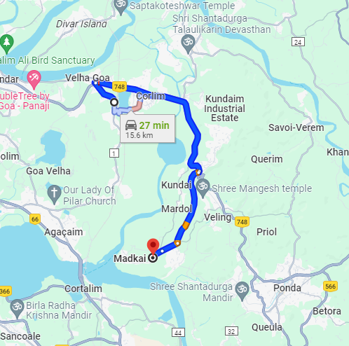 Karmali to Madkai Route Karmali to Madkai Route