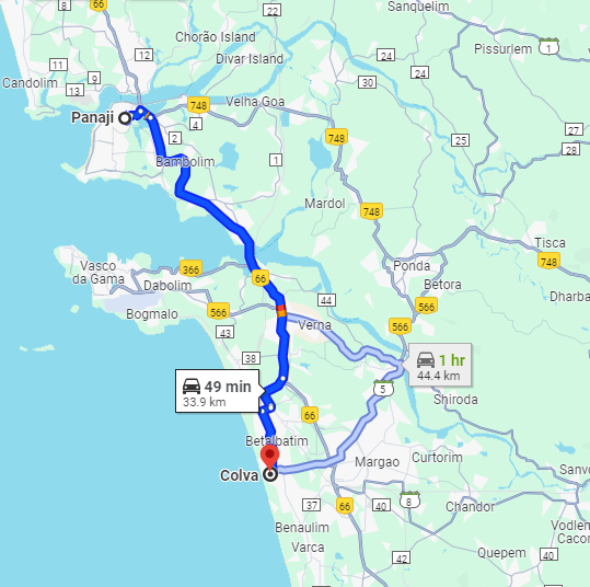 Panjim to Colva Panjim to Colva