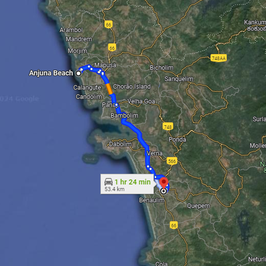 Anjuna to Madgaon Station