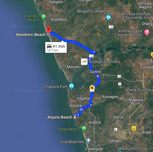 Anjuna to Mandrem Anjuna to Mandrem