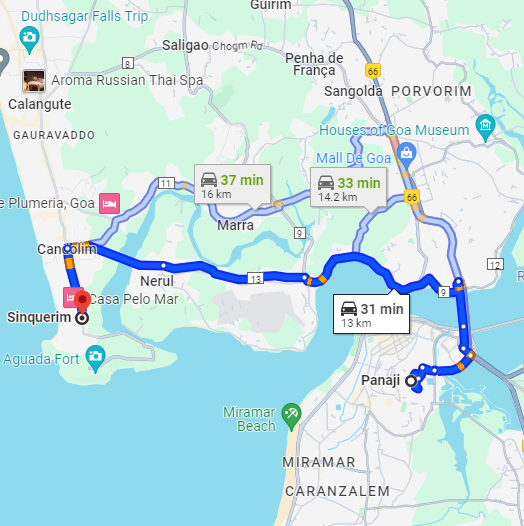 Panjim to Sinquerim Panjim to Sinquerim