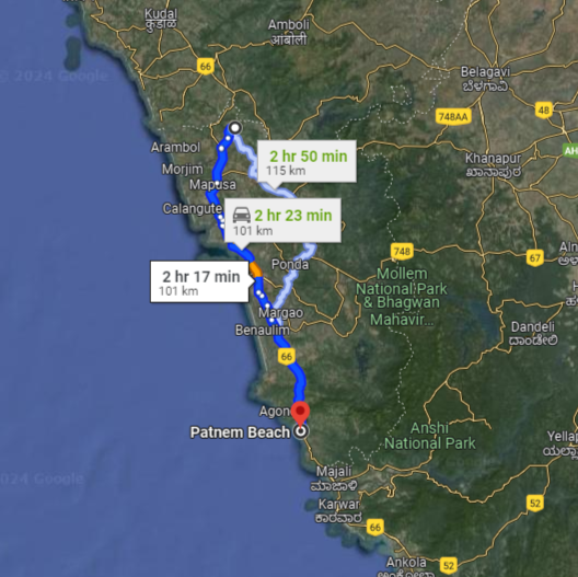 Patnem to Mopa Patnem to Mopa