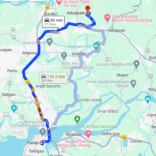 Panjim to Advualpal Panjim to Advualpal