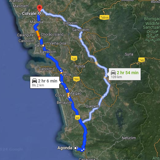 Agonda to Colvale Agonda to Colvale