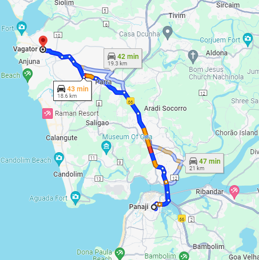 Panjim to Vagator Panjim to Vagator