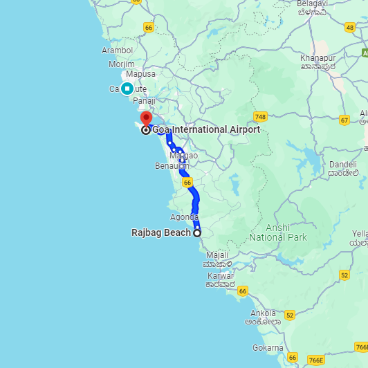 Raj Bhag to Dabolim Airport Route Raj Bhag to Dabolim Airport Route