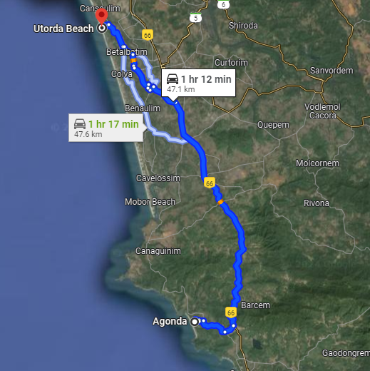 Agonda to Utorda
