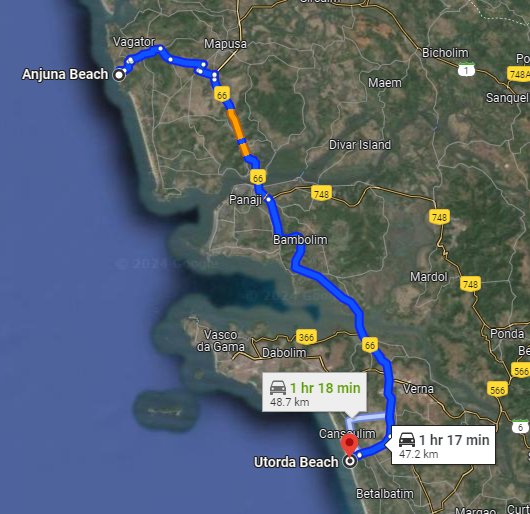 Anjuna to Utorda