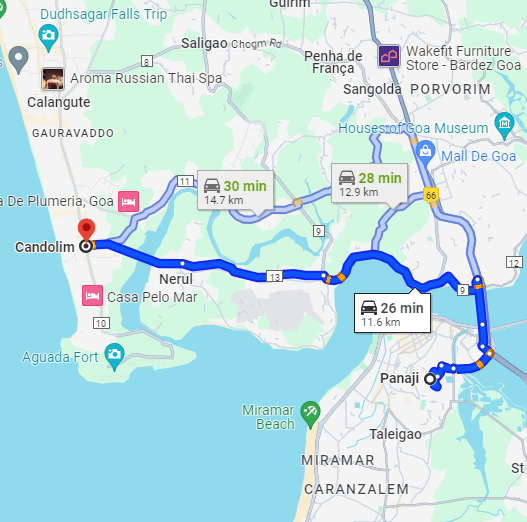 Panjim to Candolim Panjim to Candolim
