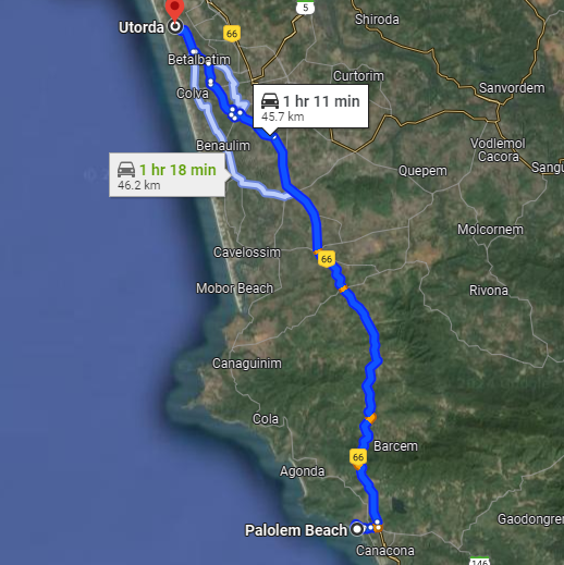 Palolem to Utorda Palolem to Utorda