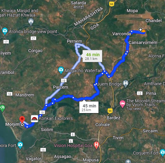 Morjim to Mopa Route Morjim to Mopa Route