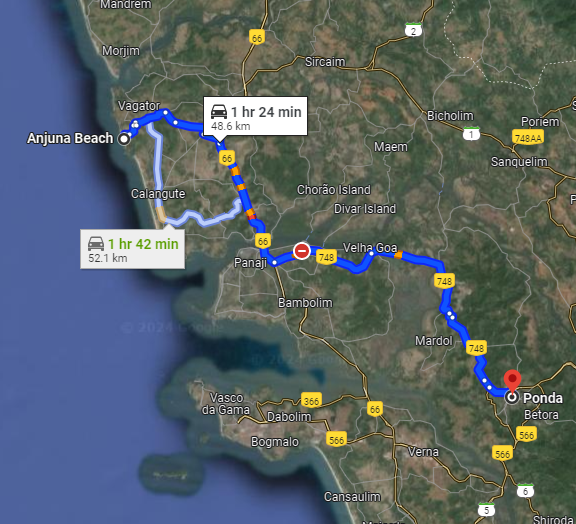 Anjuna to Ponda