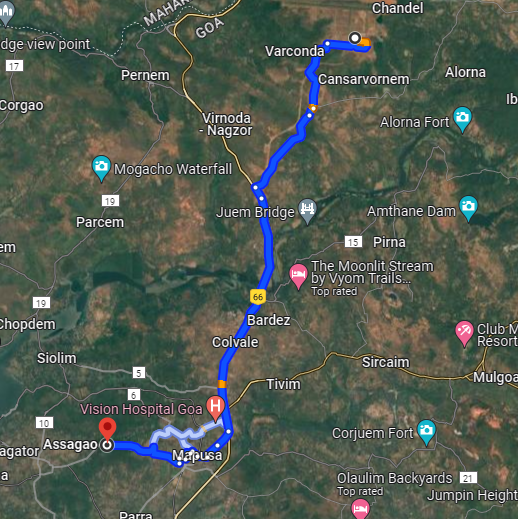 Assagao to Mopa Route
