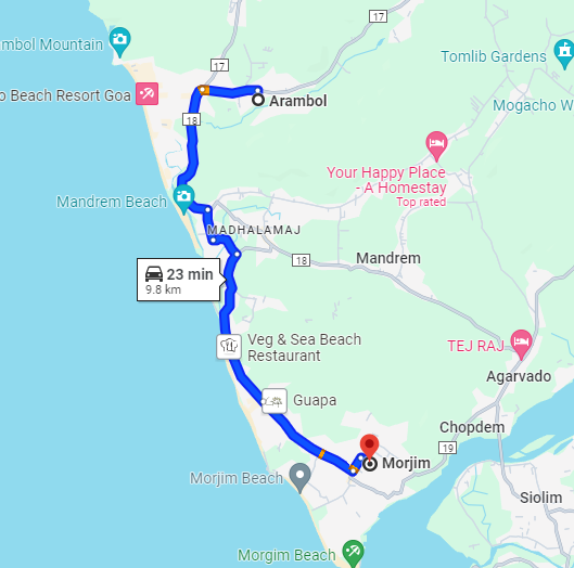 Arambol to Morjim Arambol to Morjim