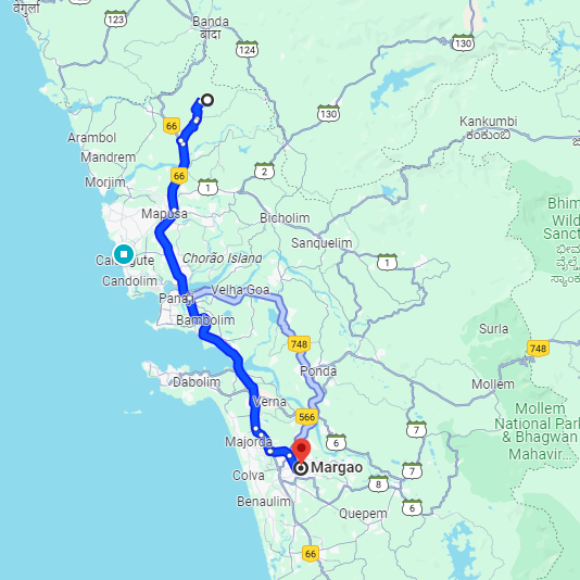 Mopa Airport to Madgaon Route