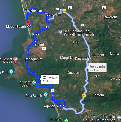 Agonda to Mobor Agonda to Mobor