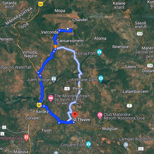 Thivim to Mopa Route Thivim to Mopa Route