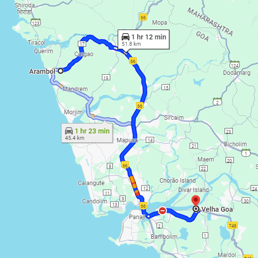 Arambol to Old Goa Arambol to Old Goa