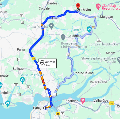 Panjim to Thivim Panjim to Thivim