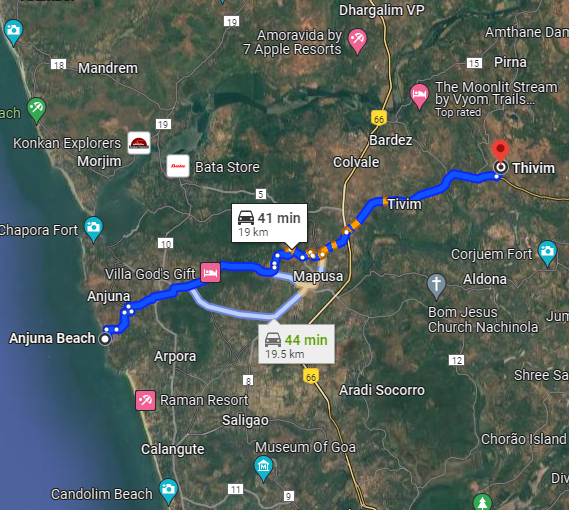 Anjuna to Thivim Station Anjuna to Thivim Station