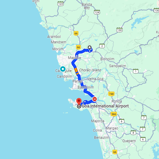 Advualpal to Dabolim Airport Route Advualpal to Dabolim Airport Route