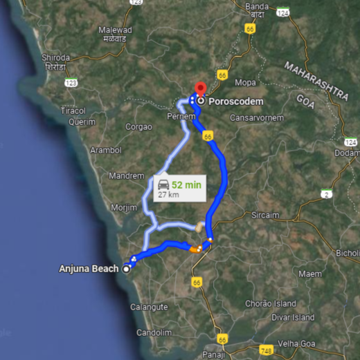 Anjuna to Poroscodem
