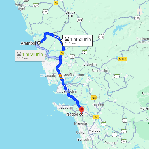Arambol to Nagoa