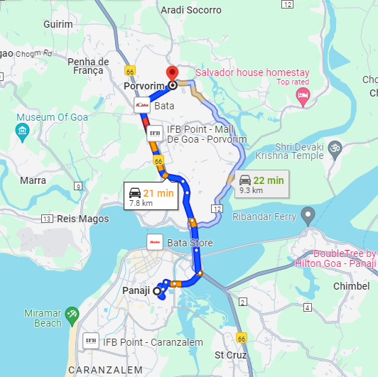 Panjim to Porvorim Panjim to Porvorim