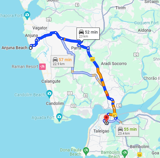 Anjuna to Panjim Anjuna to Panjim