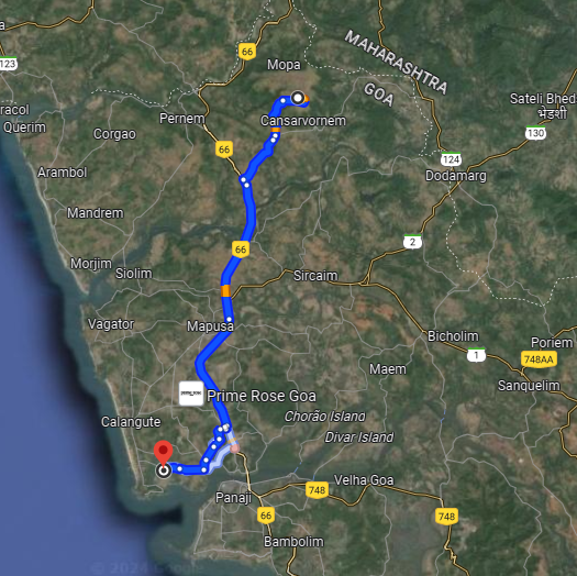 Nerul to Mopa Route Nerul to Mopa Route