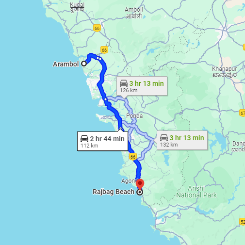 Arambol to Raj Bhag Arambol to Raj Bhag