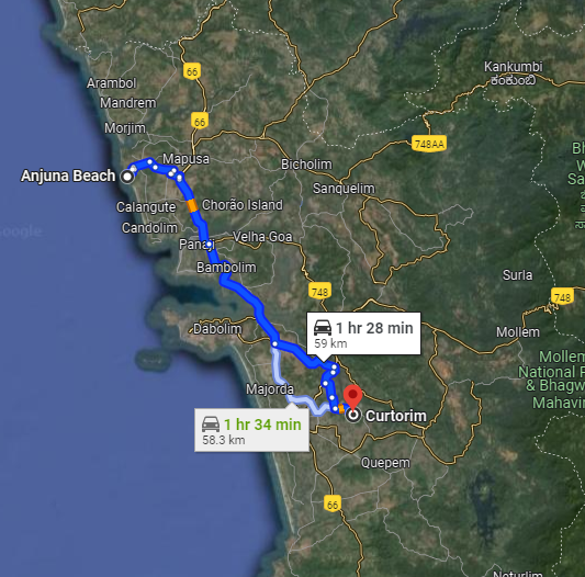 Anjuna to Curtorim Anjuna to Curtorim