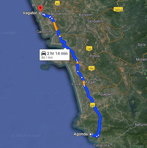 Agonda to Vagator Agonda to Vagator