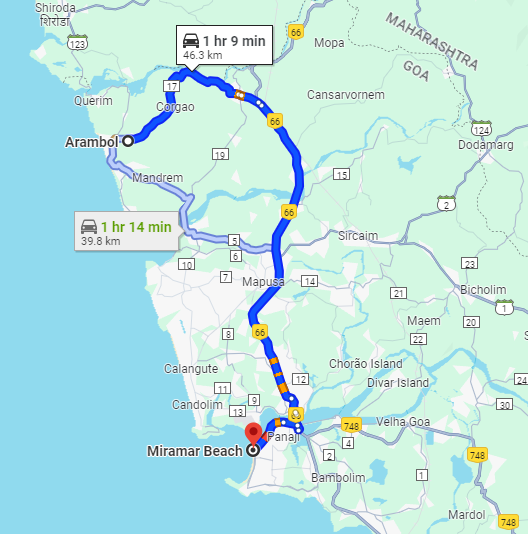 Arambol to Miramar Arambol to Miramar