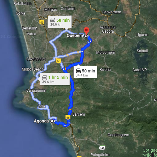 Agonda to Quepem Agonda to Quepem