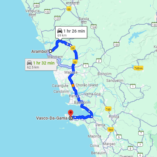 Arambol to Vasco Station Arambol to Vasco Station